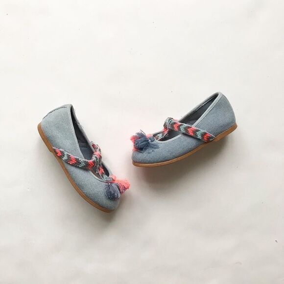 Zara blue tassel flats EUC  size 20(5) - Picture 1 of 7